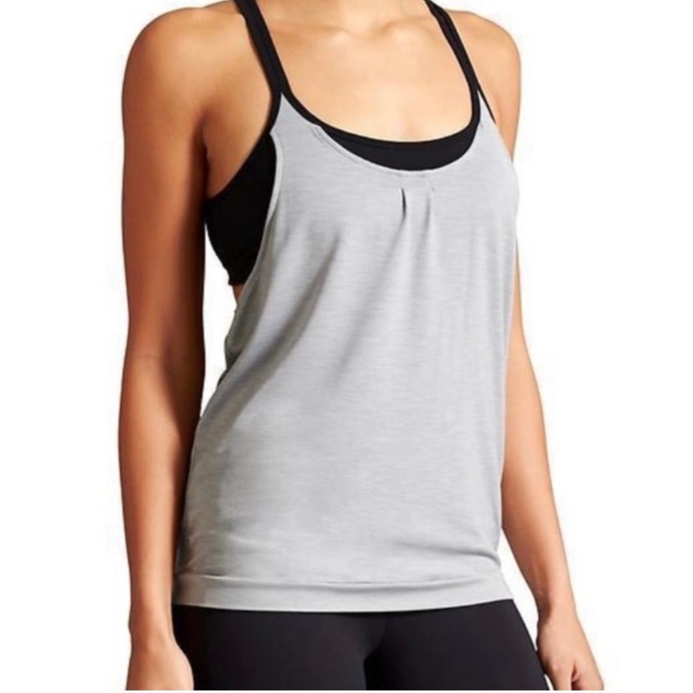 Athleta Mesh Energize Tank Top Grey&Black. LARGE